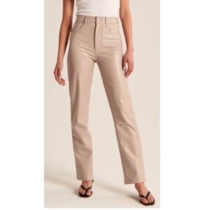 Aritzia Wilfred Faux Leather The Melina Pant Beige Tan Nude sz Small